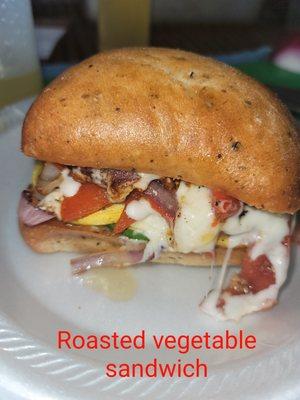 Roasted vegetable sandwich.