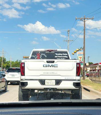 This guy turned left from a non-turn lane and cut in front of me. I'd never hire this roofer just for being a jerk on the road!