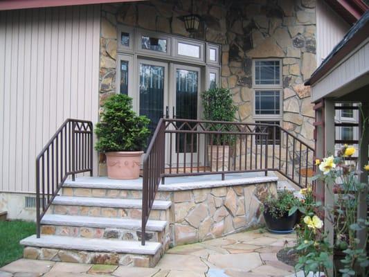 custom railings on FLW style home in Bergen County by Len LB Welding