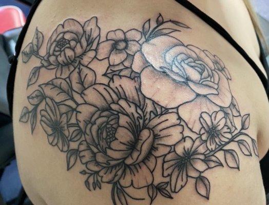 Flower shoulder tattoo