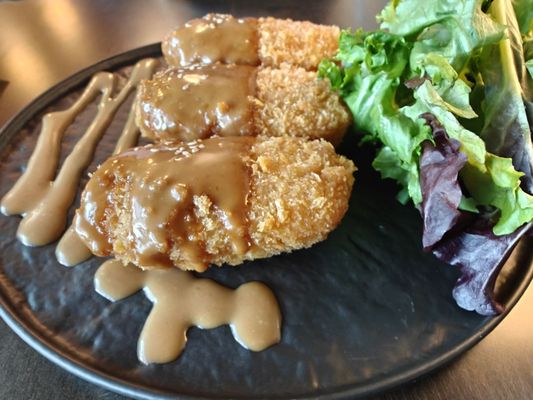 Uni cream croquette, sea urchin potato ball with Tonkatsu mayo.  One word, amazing! A must have appetizer!