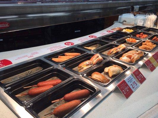 Hot foods available at the front counter.