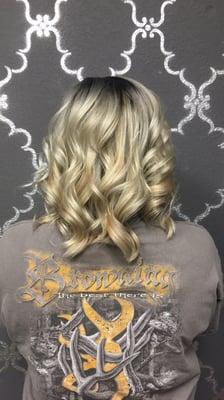 Ashy blonde with a dark shadow root!