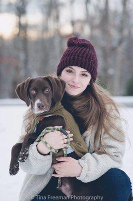 Snow day - a sweet girl and her puppy