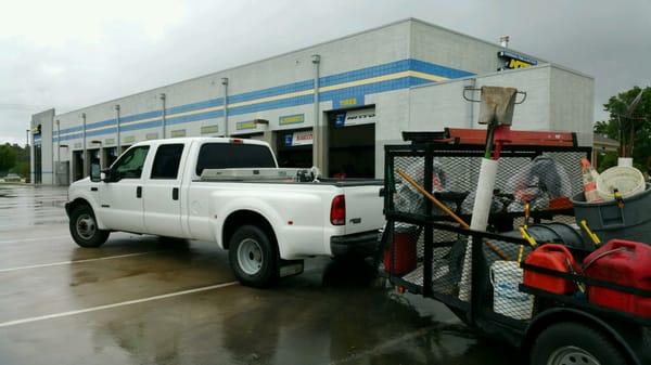 This is our secondary truck to help deliver  our green  turf to you