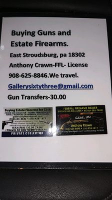 We buy Firearms-And Transportation if moving.