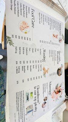 The menu