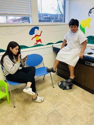 My son and daughter waiting to see Dr.Varamini:)