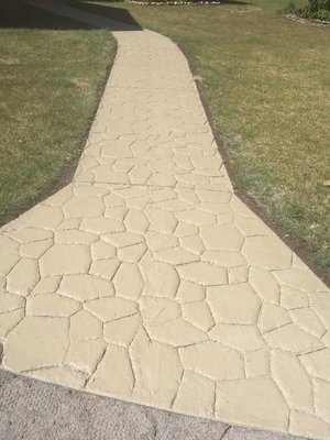 Stamped and stained concrete sidewalk