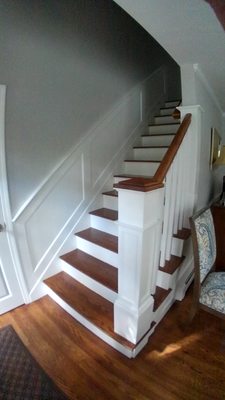 From carpeted stairway to custom look.