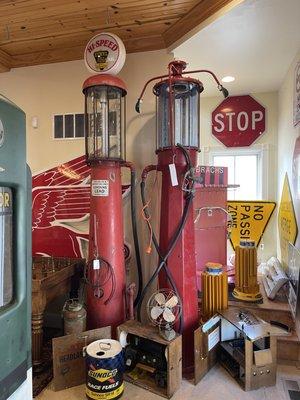 Original glass and globe visible gas pumps