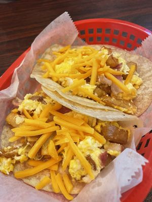 Breakfast Tacos potato egg and bacon