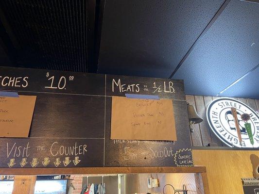 Meats menu