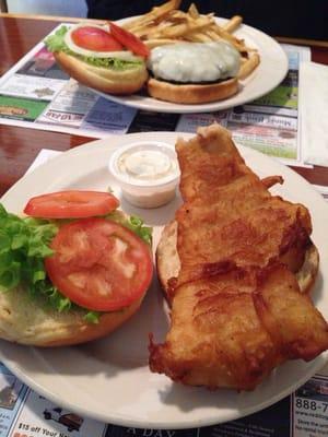 Haddock sandwich & Classic O burger