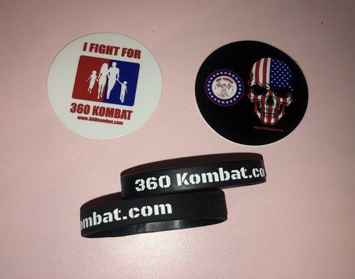 360 Kombat merchandise wristband & stickers