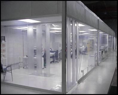 Completed and certified ISO 7 (Class 10,000) modular softwall cleanroom for medical device manufacturing.