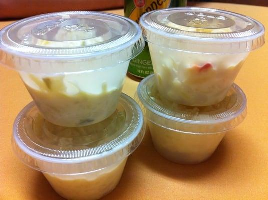 Mac salad, potato salad, cole slaw, or pickle comes with each wrap. Too creamy for me.