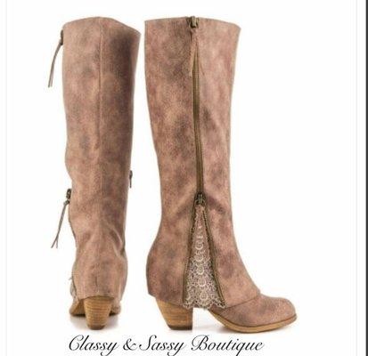 Our Sassy Boots are in sizes 6-10 $95