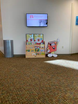 Nice book library for young patients.