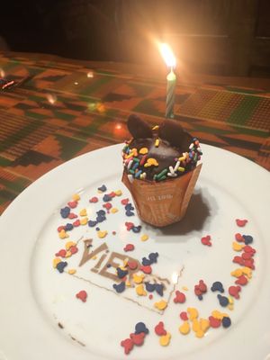 Complimentary birthday dessert! Vier means "Celebrate"!