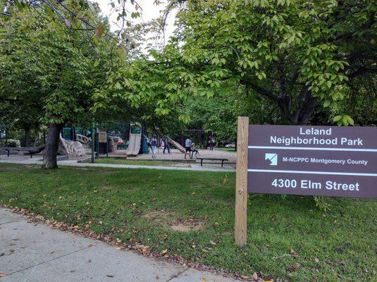 View from parking lot. #chevychasemd #park #slides #parkbenches #junglegym  #lelandneighborhoodpark