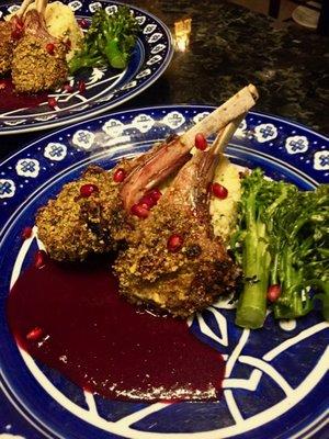 Pistachio Lamb Chops + Blackberry Pinot Noir Demi