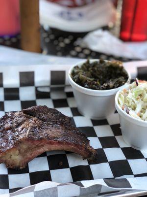 Ribs, green, coleslaw