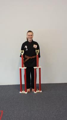 Brown Belt with 2 first place trophies