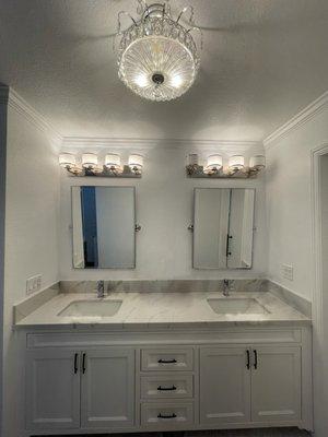 Modern Master bathroom remodel with double skin vanity