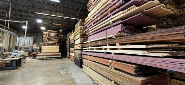 Many species of hardwoods available, Maple, Walnut, Cherry, Purpleheart, Padauk, and many more.