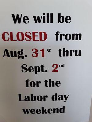 Labor day weekend business hours 2019