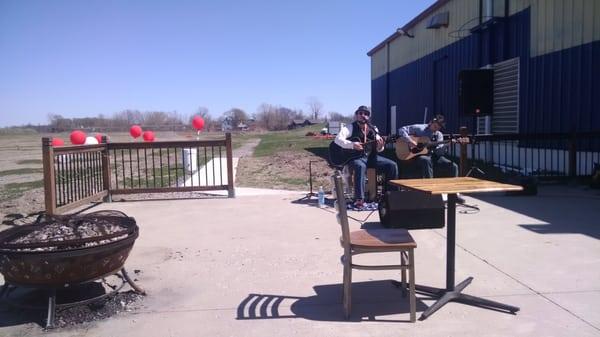 Harvey Brice playing on the patio for the  St. George's Day festivities.