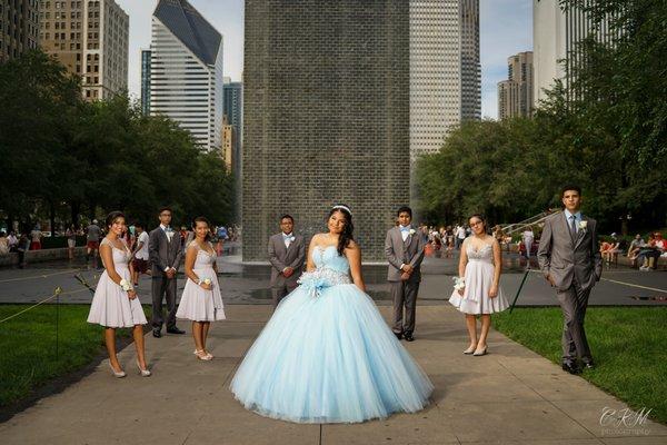 Millenium Park Quinceañera and court.