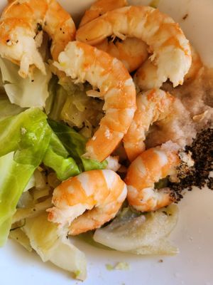 I couldn't resist the plump shrimps & cabbages with salt,  black pepper 7/16/24