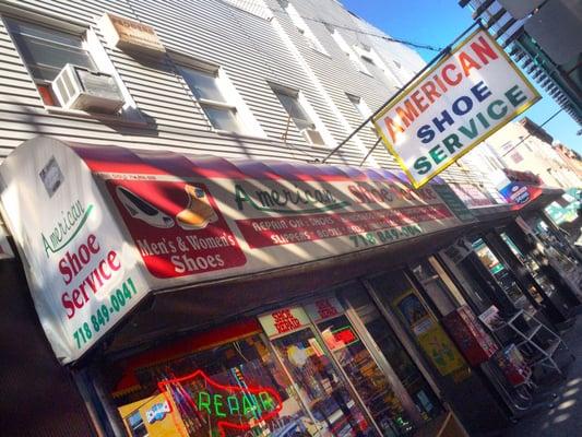 The storefront.. The big Shoe Service sign makes them easy to find..