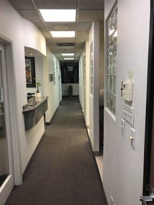 Hallway to separate dental rooms/work areas