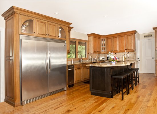 Glazed maple with glaze stained island