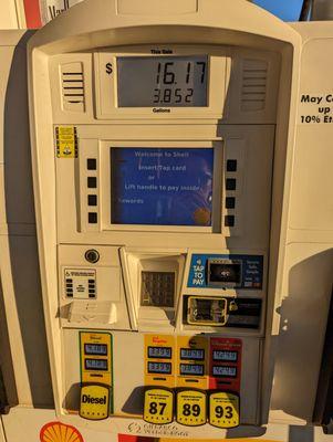 Pump 4 of 16. Gas prices as of April 6, 2024.