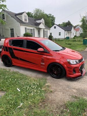 They installed the tint, wheels and tires, underglow lights inside and outside and basically the whole front end on my ride