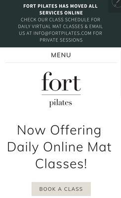 Fort Pilates is now offering all classes online - check their website www.fortpilates.com for more information