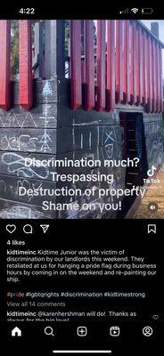 Trespassing, vandalization, and bigotry. That's the gospel of this church.