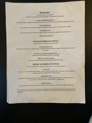 Lunch menu