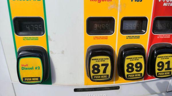 Shell 3.49/3.99 /4.49/ diesel 4.79 Branson  Mo