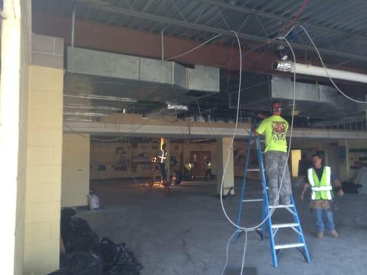 Levittown High School cafeteria interior demolition