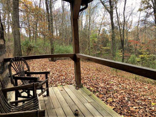 Highland's Cabin front sitting porch. Tranquil. Sits on it's own private road