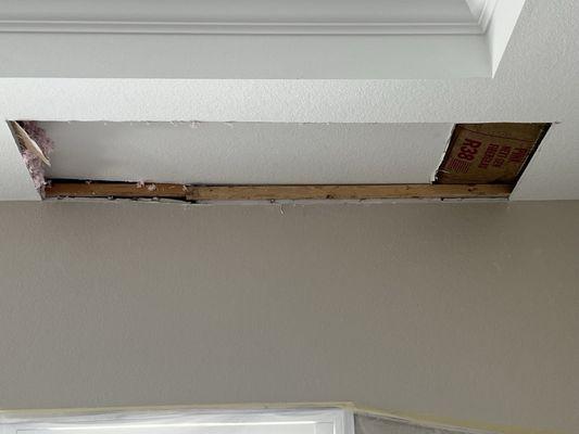 Ceiling trusses not connected.