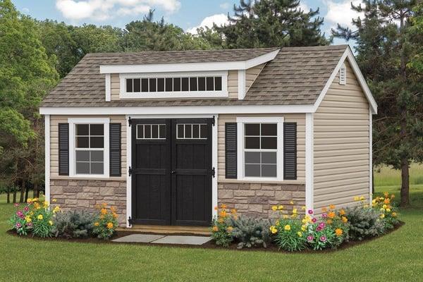 Colonial shed with transom dormer adds value to your home