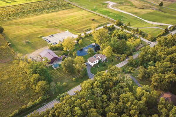 Hanover Winery aerial view, 15 acres with 7 acres of vineyards.