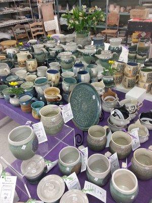 A display of mugs at the spring open house.