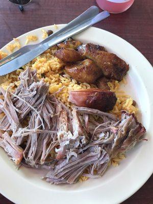 Pernil, maduros, rice and beans + Snapple = $9.00